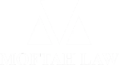 White logo featuring three stylized triangles above the text "MOFTAH LAW" on a black background.